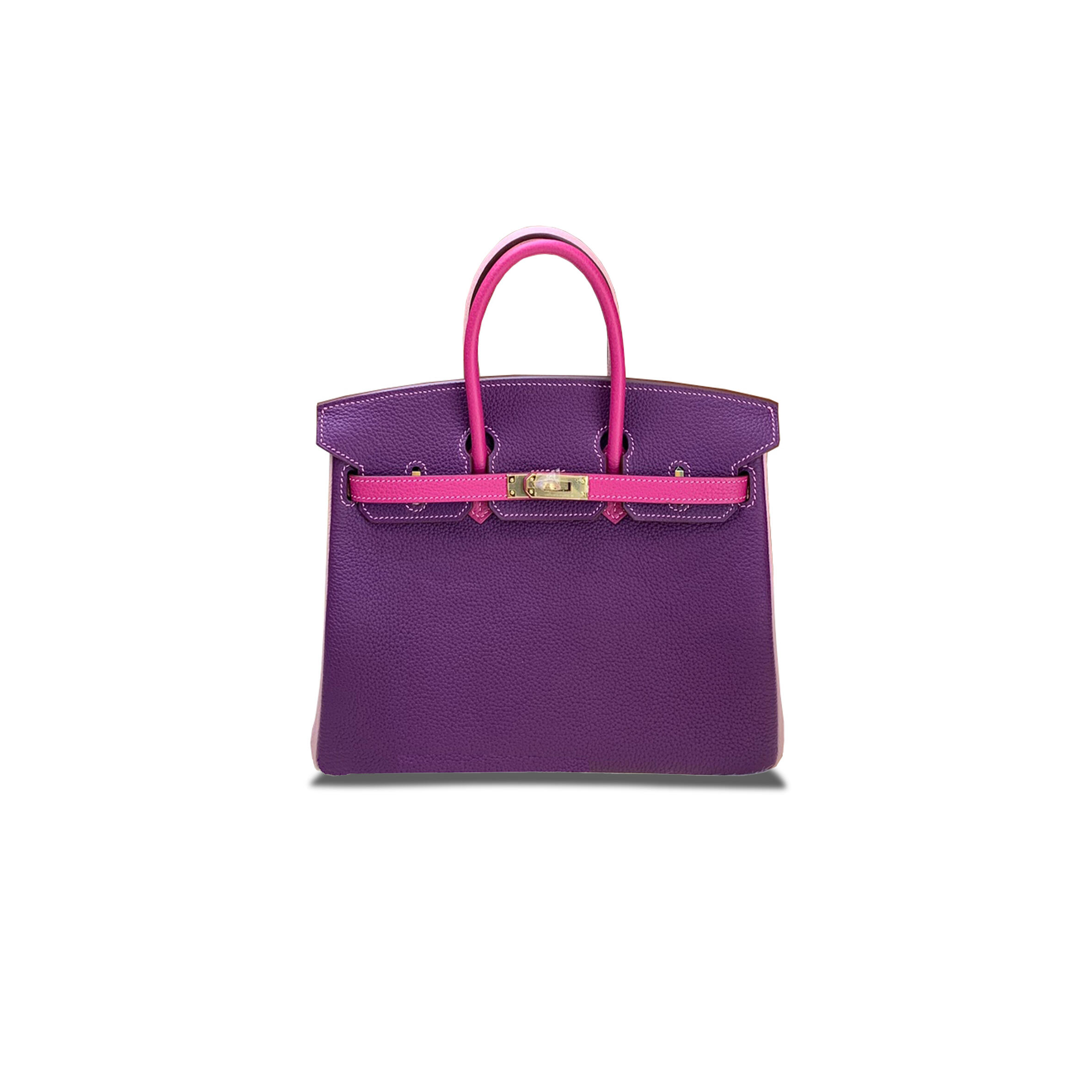 H**me5 BIRKIN 25 TOGO LEATHER ANEMONE PURPLE ROSE RED 3Q PINK GOLD BUCKLE HANDBAG 3300206 (25*20*13cm) Master Quality